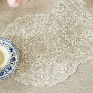 SET OF 4 Lace Table Placemats Embroidered Floral French Style Placemats Insulated Placemat for Table Decor Wedding Party Elegant