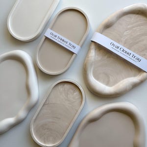 Jesmonite Trays | Neutral Jesmonite Homeware | Homemade Trinket Tray | Neutral Home Decor | Candle Tray | Gift Idea | Organic Tray