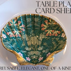 Teal Decorative Catchall Vintage Home Decor Mother Day Gift Unique Present Coastal Beach Accessory Jewelry Dish Sea Shell Art Nouveau Floral